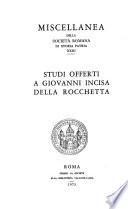 Studi offerti a Giovanni Incisa Della Rocchetta