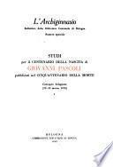 Studi per il centenario della nascita di Giovanni Pascoli