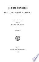 Studi storici per l'antichitá classica