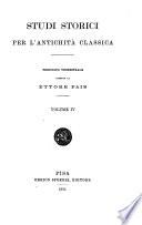Studi storici per l'antichitá classica