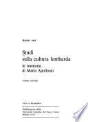 Studi sulla cultura lombarda