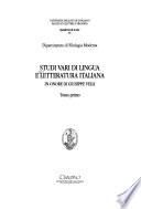 Studi vari di lingua e letteratura italiana