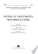 Studia et documenta historiae et iuris