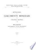 Studio sui giacimenti minerari nella Colonia Eritrea