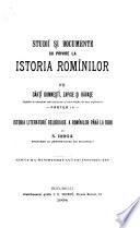 Studiĭ și documente cu privire la Istoria romînilor