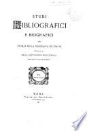 Studj bibliografici e biografici sulla storia della geografia in Italia