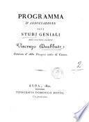 Studj geniali del conte Vincenzo Deabbate. Con permissione e real privilegio delli 21 luglio 1820