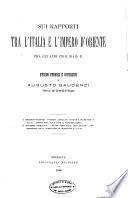Sui Rapporti Tra L'Italia e L'Impero D'Oriente
