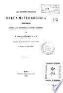 Sui recenti progressi della meteorologia