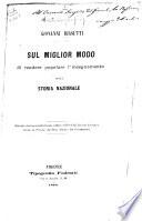Sul miglior modo di rendere popolare l'insegnamento della storia nazionale
