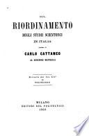 Sul riordinamento degli studii scientifici in Italia