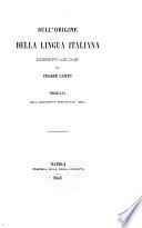 Sull'origine della lingua italiana