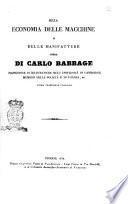 Sulla economia delle macchine e delle manifatture