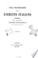 Sulla organizzazione dello esercito italiano