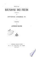 Sulla riunione dei Feudi ordinata da Vittorio Amedeo 2