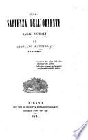 Sulla Sapienza dell'Oriente saggi morali