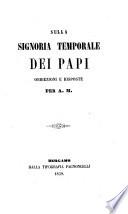 Sulla Signoria temporale dei Papi