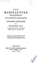 Sulle manifatture nazionali e tariffe daziarie