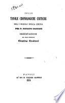 Sulle Tavole cronologiche, critiche del I secolo della chiessa per P. Ignazio Ignazio Mozzoni osservazioni del regio professore Giustino Quadrari