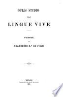 Sullo studio delle lingue vive