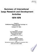 Summary of International Energy Research and Development Activities
