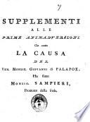 Supplementi alle prime animadversioni che contro la causa del ven. monsig. Giovanni di Palafox, ha fatte monsig. Sampieri, promotor della fede