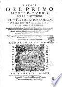 Tauole del primo mobile, ouero delle direttioni dell'ecc.mo s. Gio. Antonio Magini ... le quali oltre che col mezo di due tauole di positione generali seruono à marauiglia per far le direttioni secondo la via rationale & il modo di Tolomeo, sono ancora arricchite di nuoua inuentione dell'applicatione de gl'aspetti nell'equinottiale, & hanno grand'vso in tutta la dottrina del primo mobile. Di più v'è aggionto il compendio del calcolo de' triangoli sferici tanto rettangoli, quanto obliquangoli per laterali ingressi nelle tauole delle quattro analogie. ..