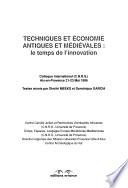 Techniques et économie antiques et médiévales