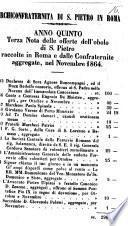 Terza nota delle offerte dell'obolo di S. Pietro raccolte in Roma e dalle confraternite aggregate, nel novembre 1864