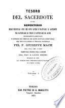 Tesoro del sacerdote ovvero repertorio delle principali cose...