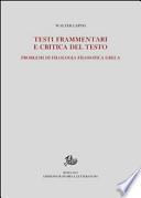 Testi frammentari e critica del testo