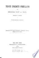 Testi inediti friulani dei secoli XIV al XIX