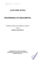 Testimonia et fragmenta