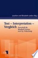 Text – Interpretation – Vergleich