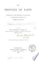 The province of faith, remarks on the method of donation of objective reality to subjective truth