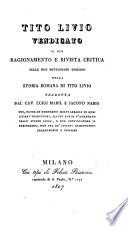 Tito Livio vendicato o sia ragionamento e rivista critica sulle due Bettoniane edizioni della storia Romana di Tito Livis, tradotta da Luigi Mabiel e Jacopo Nardi. (etc.)
