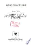 Tradizioni italiane allU̓niversità jagellonica di Cracovia