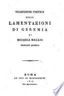 Traduzione poetica delle lamentazioni di Geremia di Michele Mallio