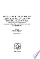 Traduzioni e circolazione delle idee nella cultura europea tra '500 e '700
