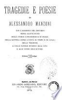 Tragedie e poesie tragedia di Alessandro Manzoni