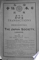 Transactions and Proceedings of the Japan Society, London