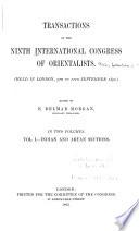 Transactions of the Ninth International Congress of Orientalists ( Held in London, 5th to 12th September 1892.)