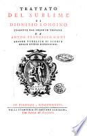 Trattato del sublime di Dionisio Longino tradotto dal greco in toscano da Anton Francesco Gori ..