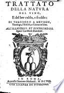 Trattato della natura del vino