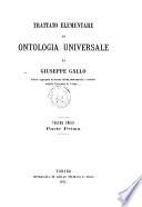 Trattato elementare di ontologia universale volume unico di Giuseppe Gallo