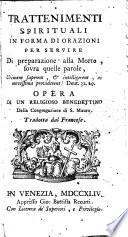 Trattenimenti Spirituali per servire di preparazione alla morte