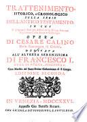 Trattenimento istorico e cronologico sulla serie dell'antico testamento etc. Ed. seconda