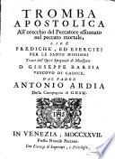 Tromba Apostolica All'orecchio del Peccatore, assonato nel peccato mortale