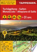 Tschöggelberg. Salten-Monzoccolo. Altopiano di Salto. Cartina topografica 1:25000. Con panoramiche 3D