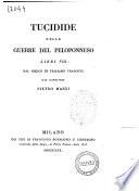 Tucidide delle guerre del Peloponneso libri 8. dal greco in italiano tradotti dal cavaliere Pietro Manzi